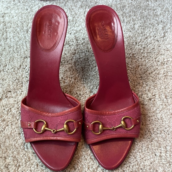 😍 RARE AUTH GUCCI Y2K Raspberry Mirabelle GG heels - Picture 5 of 14